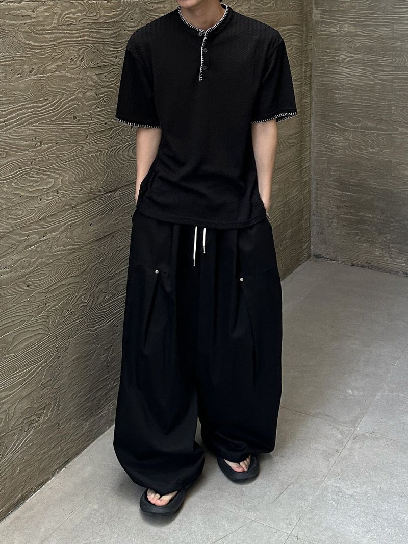 Rin Work Rivet Pintuck Balloon Pants