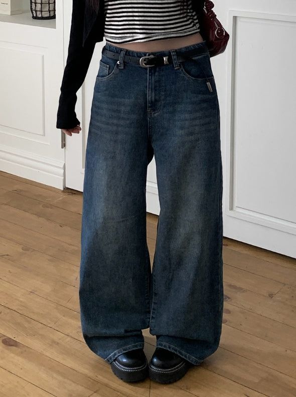 Nick Washing Straight Wide Denim Pants