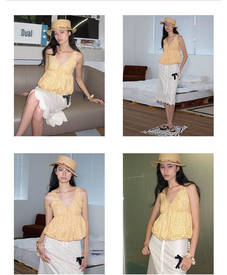 rirri SS25 バケーションウェア 100%コットン フローラル ブラウス - Resort Collection