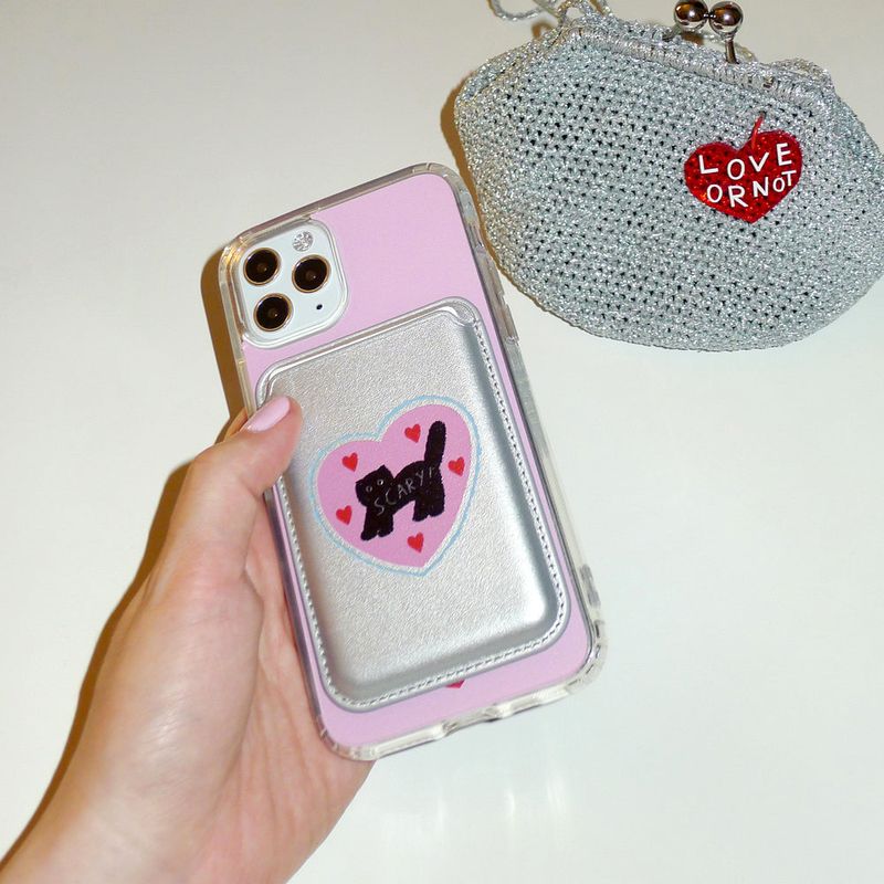 [MADE]Pink Love-Scary Cat Magsafe Cardcase(3 Piece Storage)