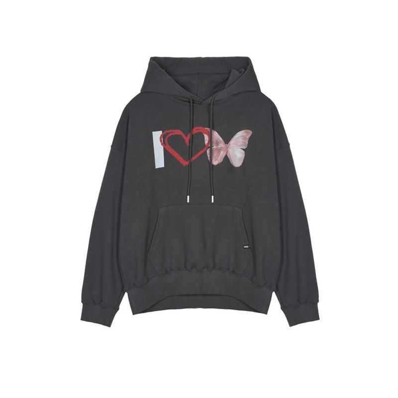 NICK&NICOLE(ニック&ニコール)の「I LOVE BUTTERFLY TRENDY HOODY_CHARCOAL(Tops)」