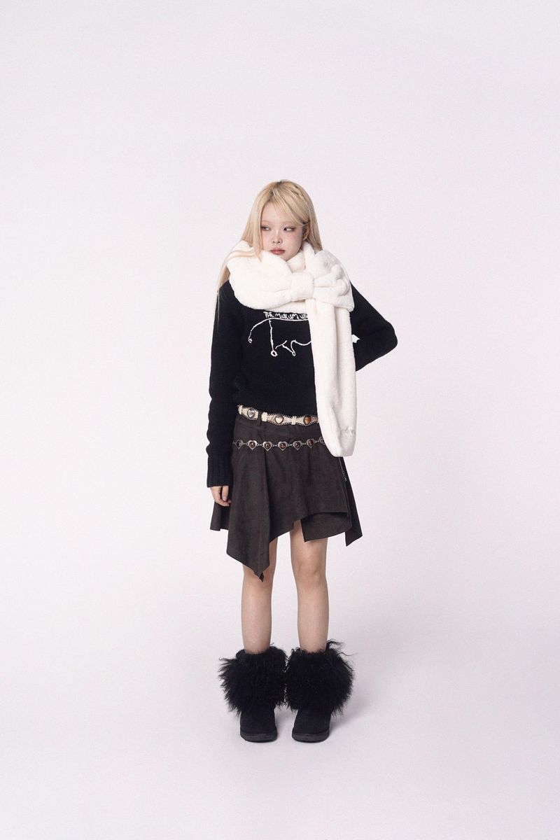 Ribbon Muffler_Fur ivory