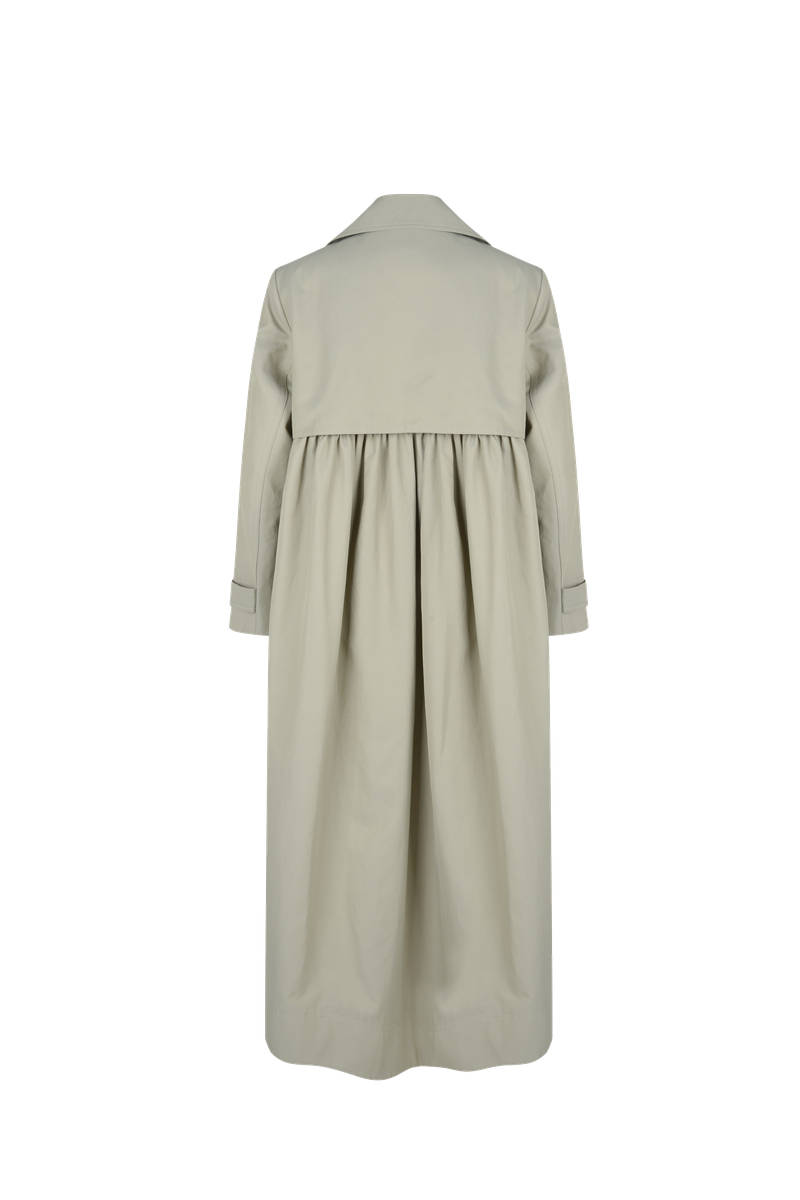 Shirring trench coat khaki