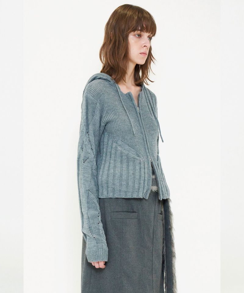 DOUBLE ZIP KNIT HOODIE