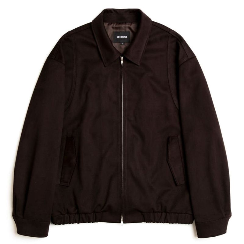 VARSITY LINE SUEDE JACKET (DARK BROWN)