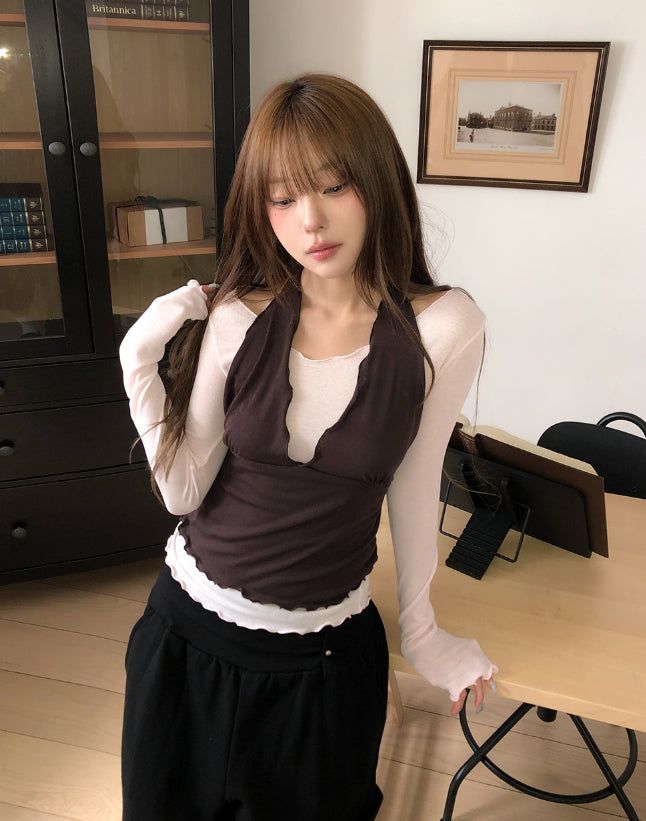 ULAN(ユレン)の「Dani Ruffle Layered Halter Long Sleeve(Tops)」