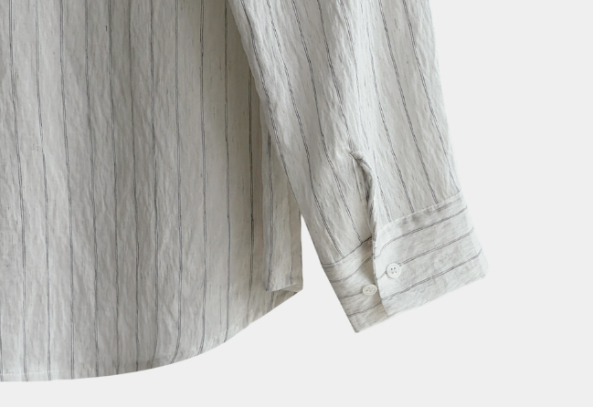 Look Leito Natural Linen Sheersucker Striped Shirt