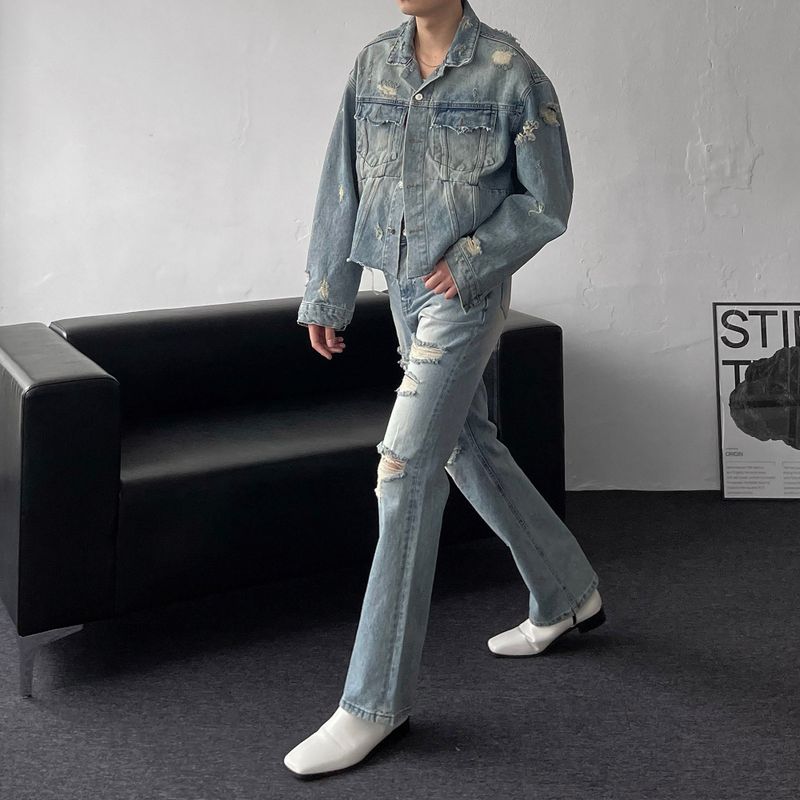 MG624,625 incision damage jean jacket (2 colors)