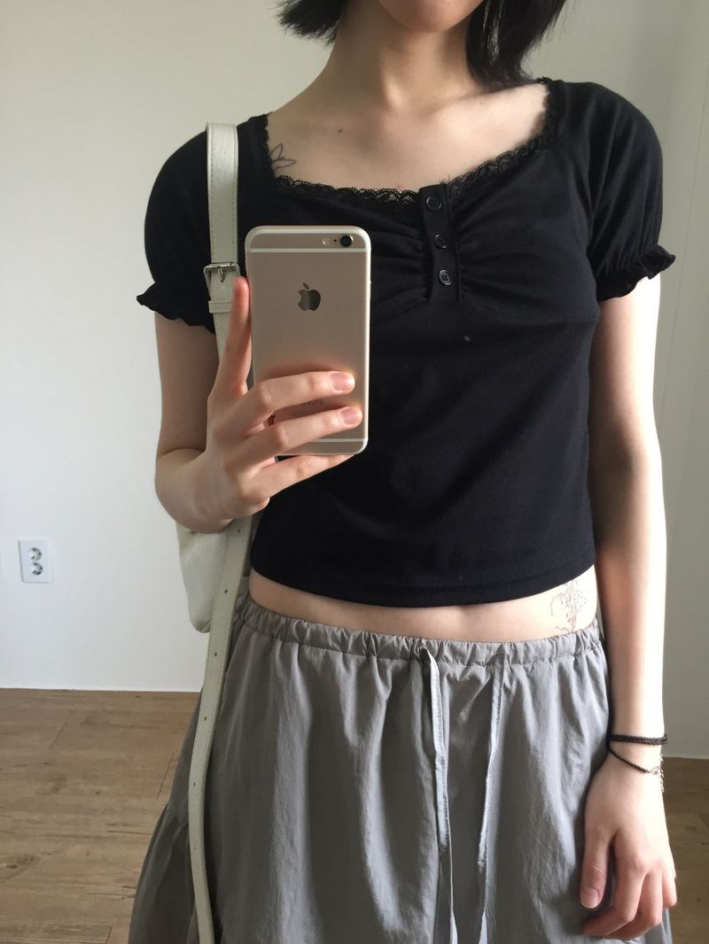 Lace shirring short sleeve(4color)