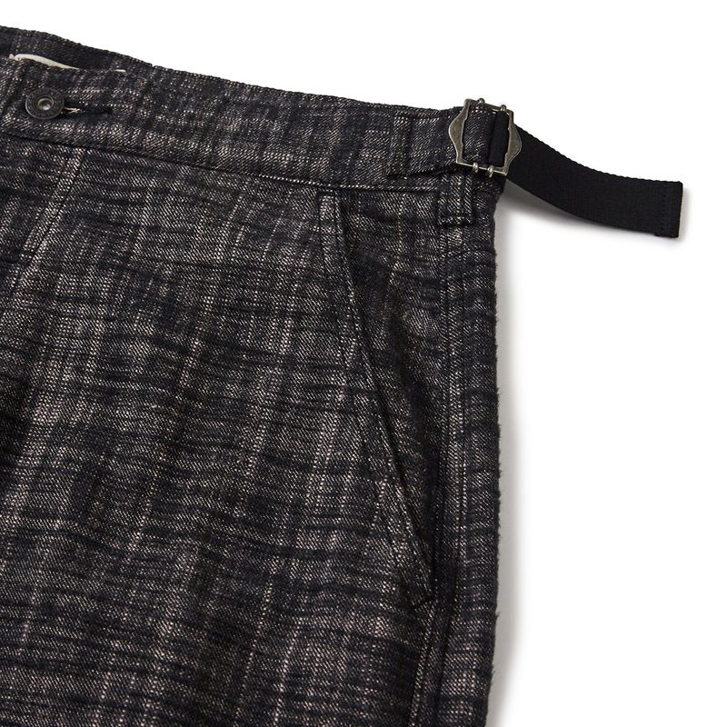 Shaggy check pouch pants / Black purple