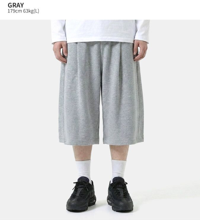 Balloon Curved Sweat Bermuda Pants Gray