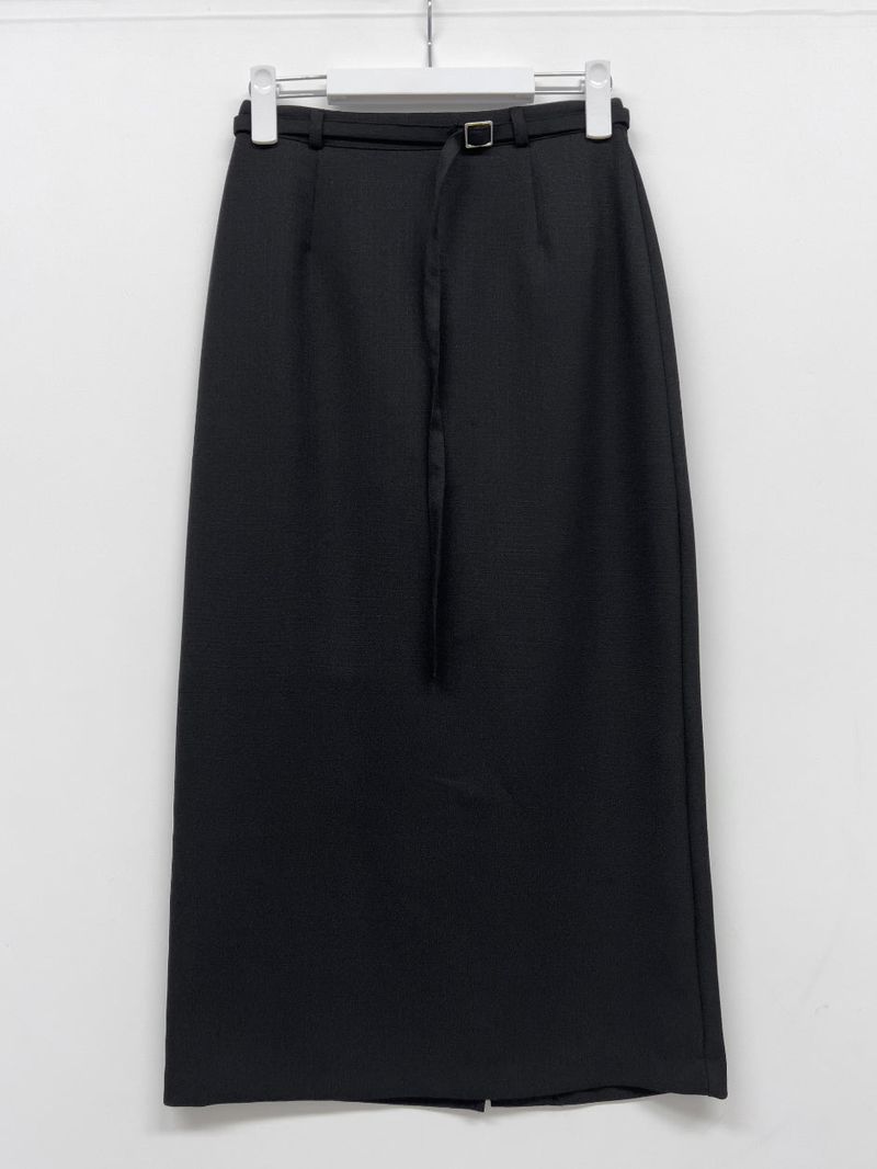 Lara Tweed Belted H-Line Long Skirt