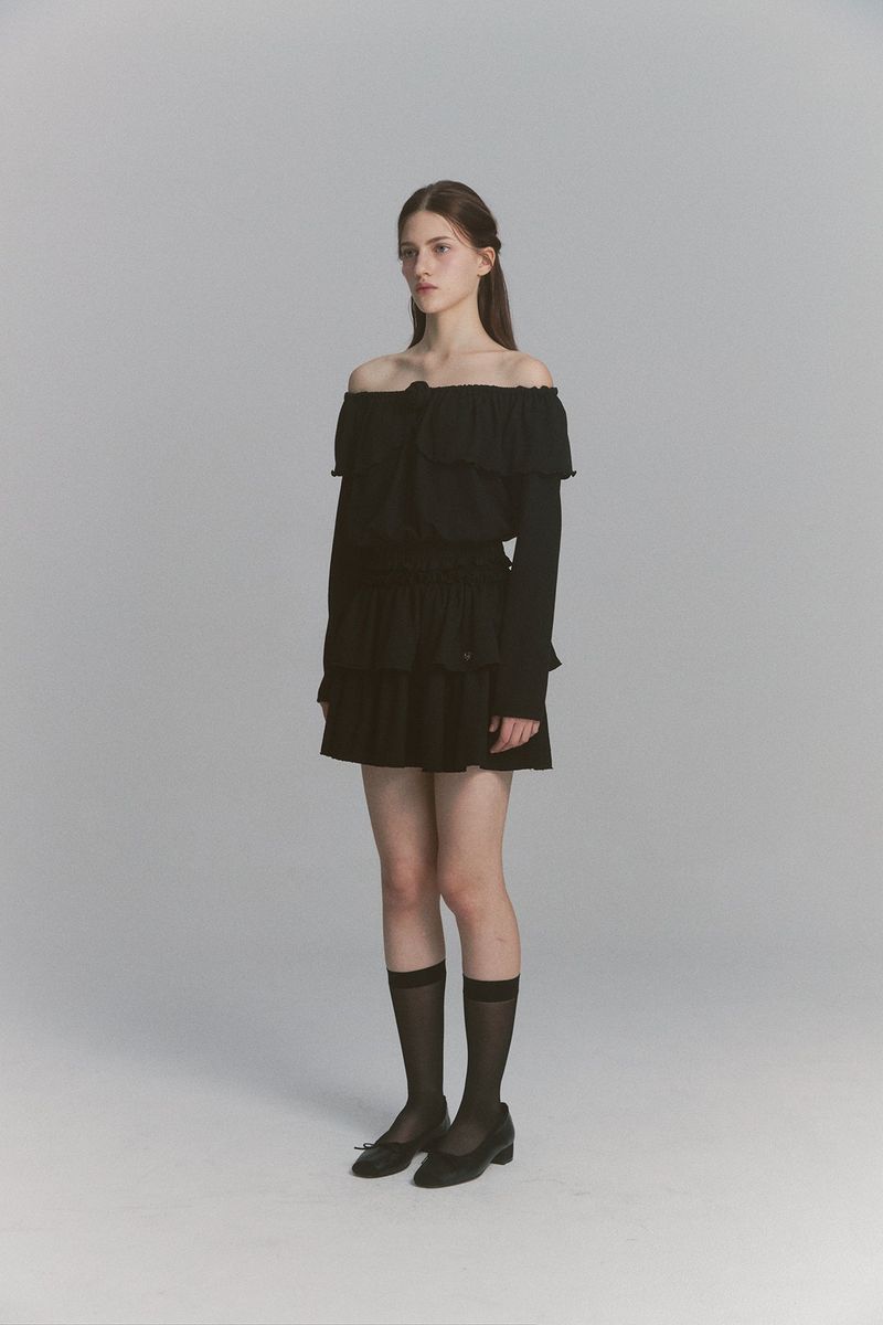 Tulip Off Shoulder Top Black