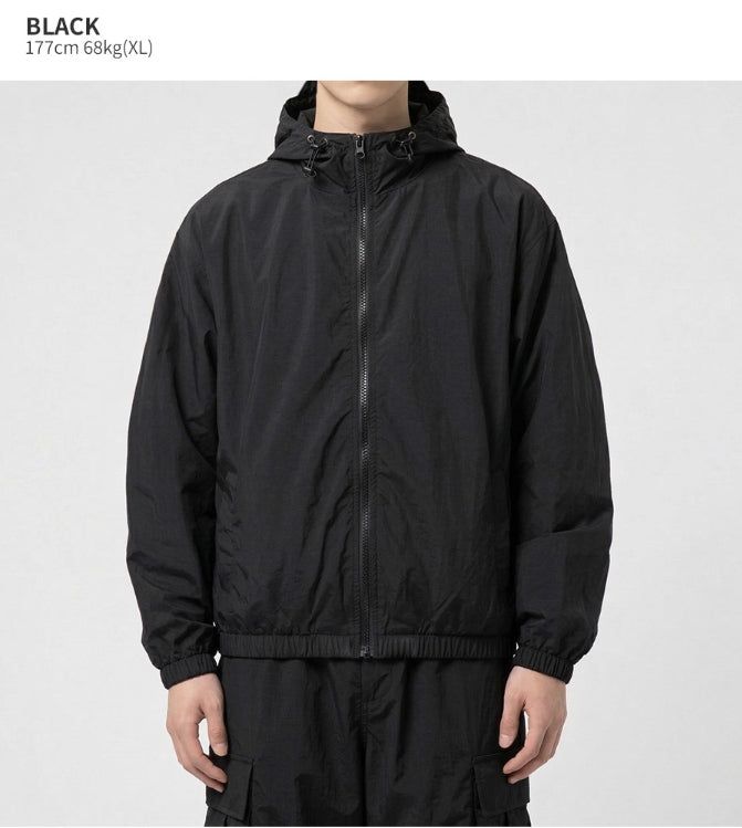 Crop Banding Light Windbreaker Black