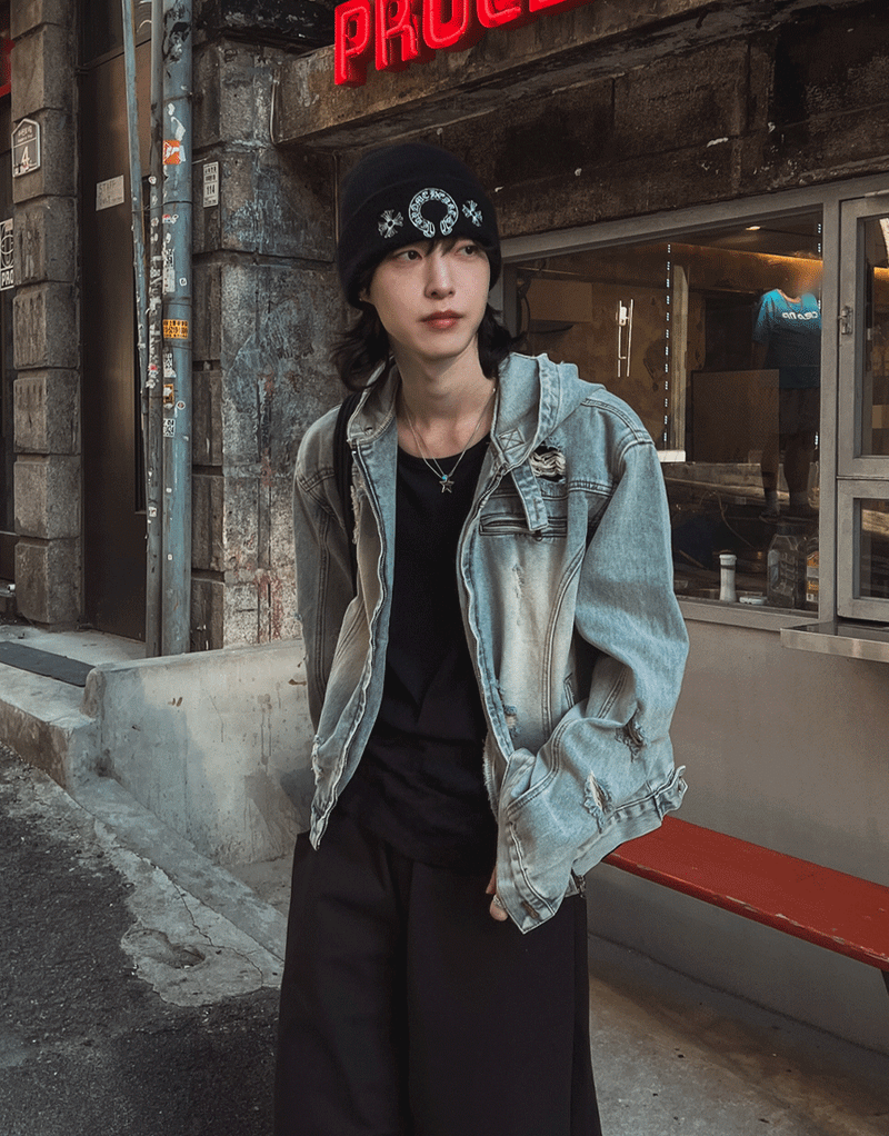 2PLAN（ツープラン）の「クリスダメージフードデニムジャケット（ジャケット/アウター）」