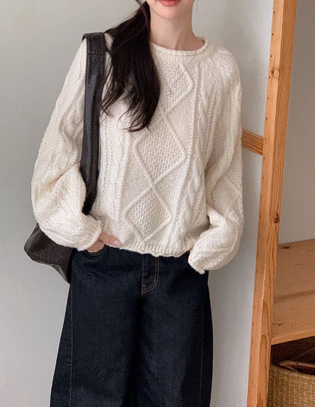 LN Cable Wave Loose Fit Knit (4color)