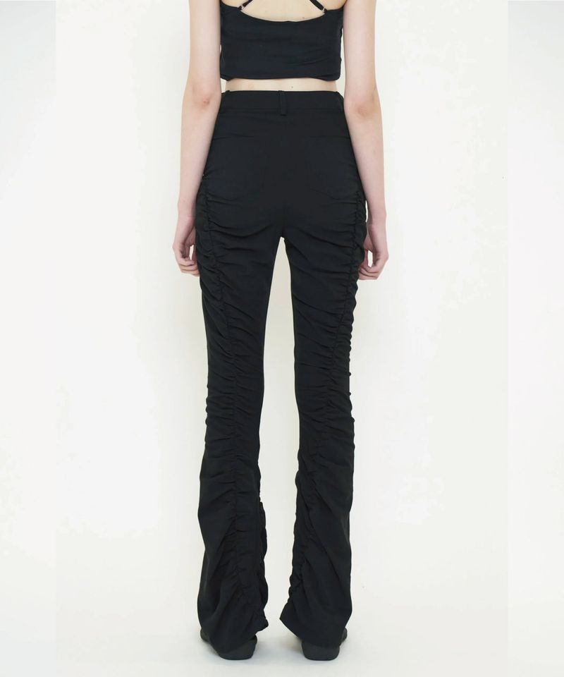 FLARE GATHER SLACKS PANTS