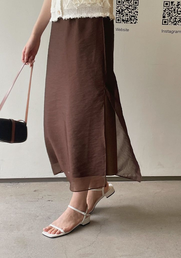 iam mari（アイアム マリ）の「Corinne Layered Chiffon Slit Maxi Long Skirt（Skirts）」