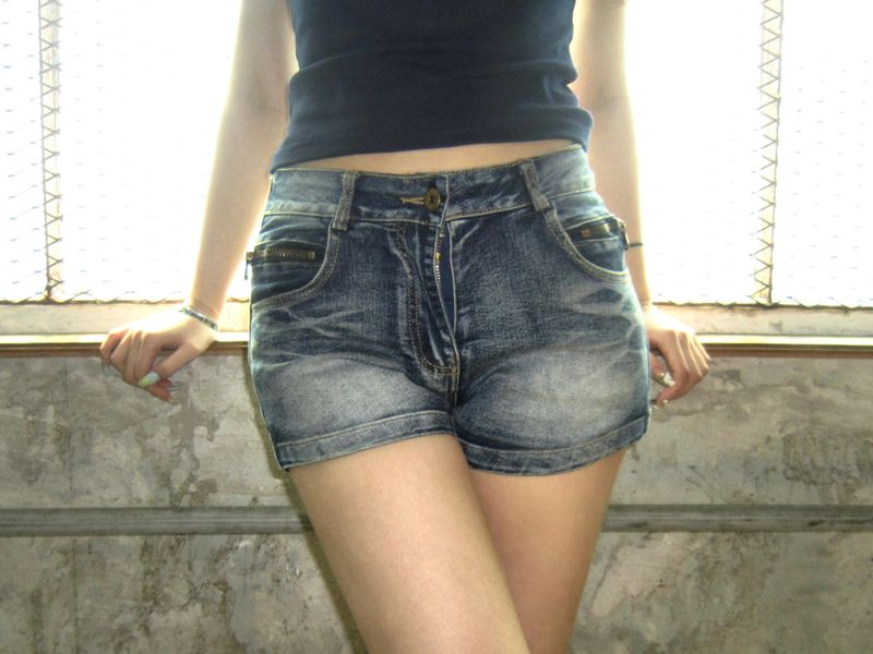 Vintage zip short denim-PT