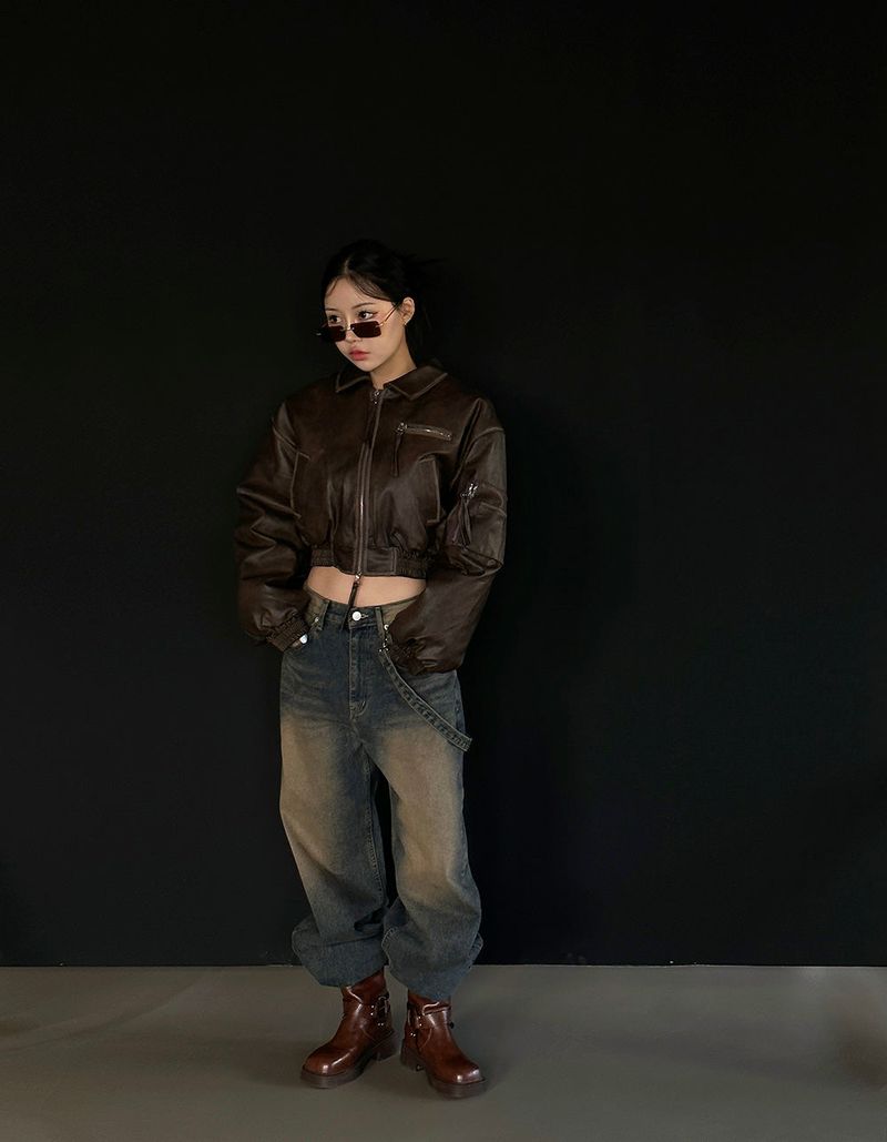 Leather Blouson Wellon Short Padded