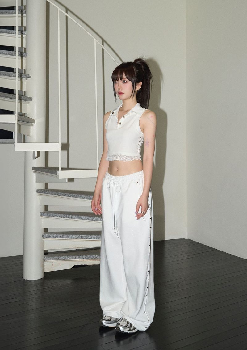 (9th reorder) stud twinkle jogger pt - white
