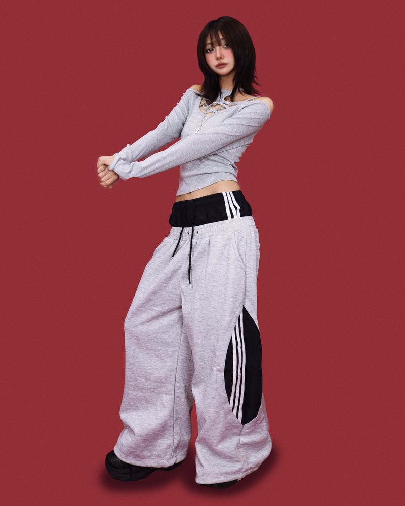 layer sagging trek wide pants (2color)
