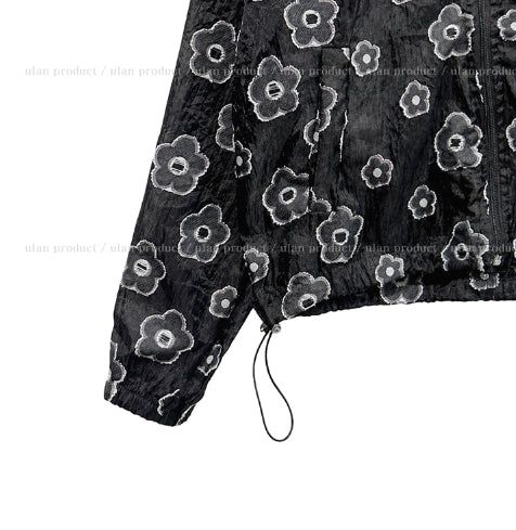 Ropin Flower See-Through Windbreaker Jumper
