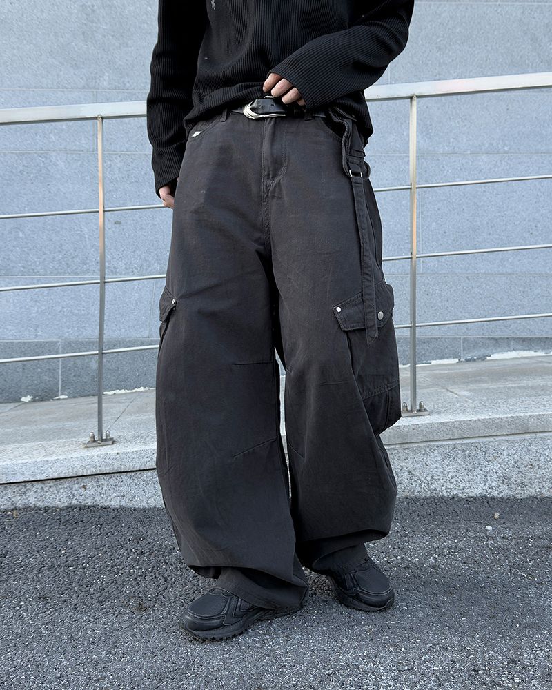Rawden strap wide cargo pants