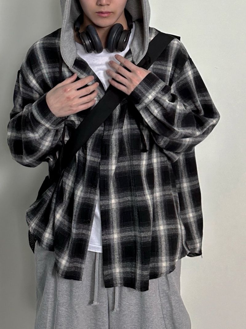 Henri hood over check shirts