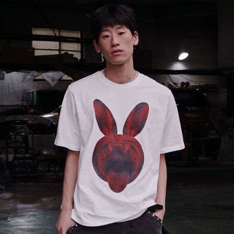 sookim（スキム）の「SINGING RABBIT T-SHIRT_WHITE（Tops）」