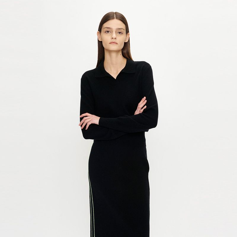 TWO-STITCH COLLAR NECK_BLACK