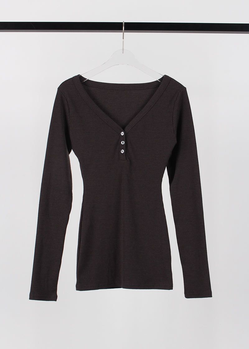 RIB BUTTON LONG TEE