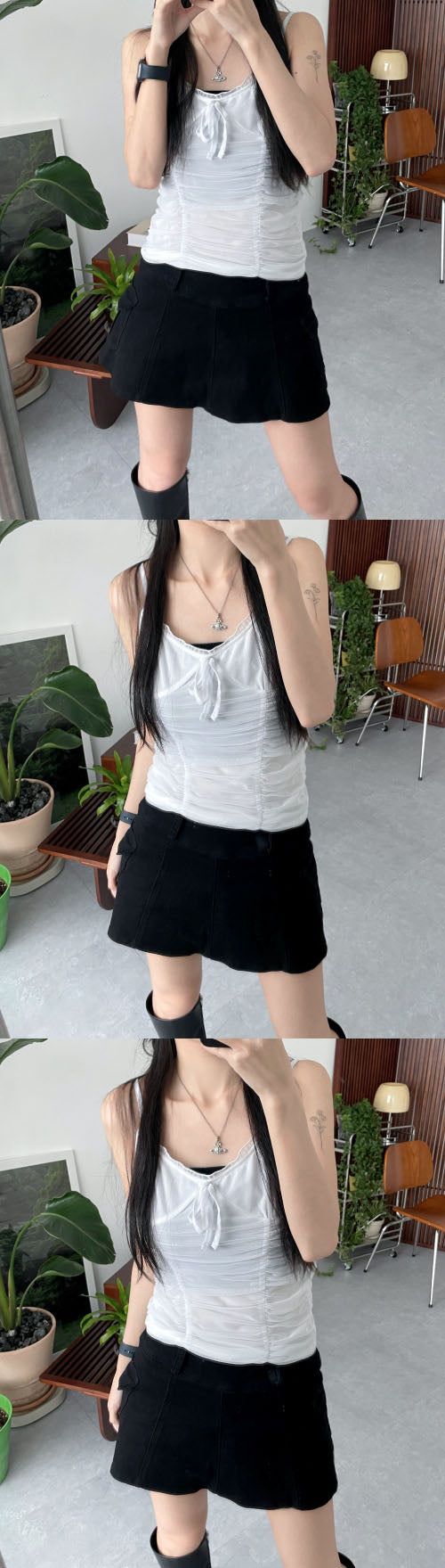 Lace shirring bustier (4 colors)