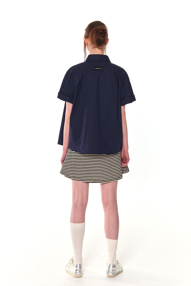 HALF COTTON OVERFIT SHIRTS (NAVY)
