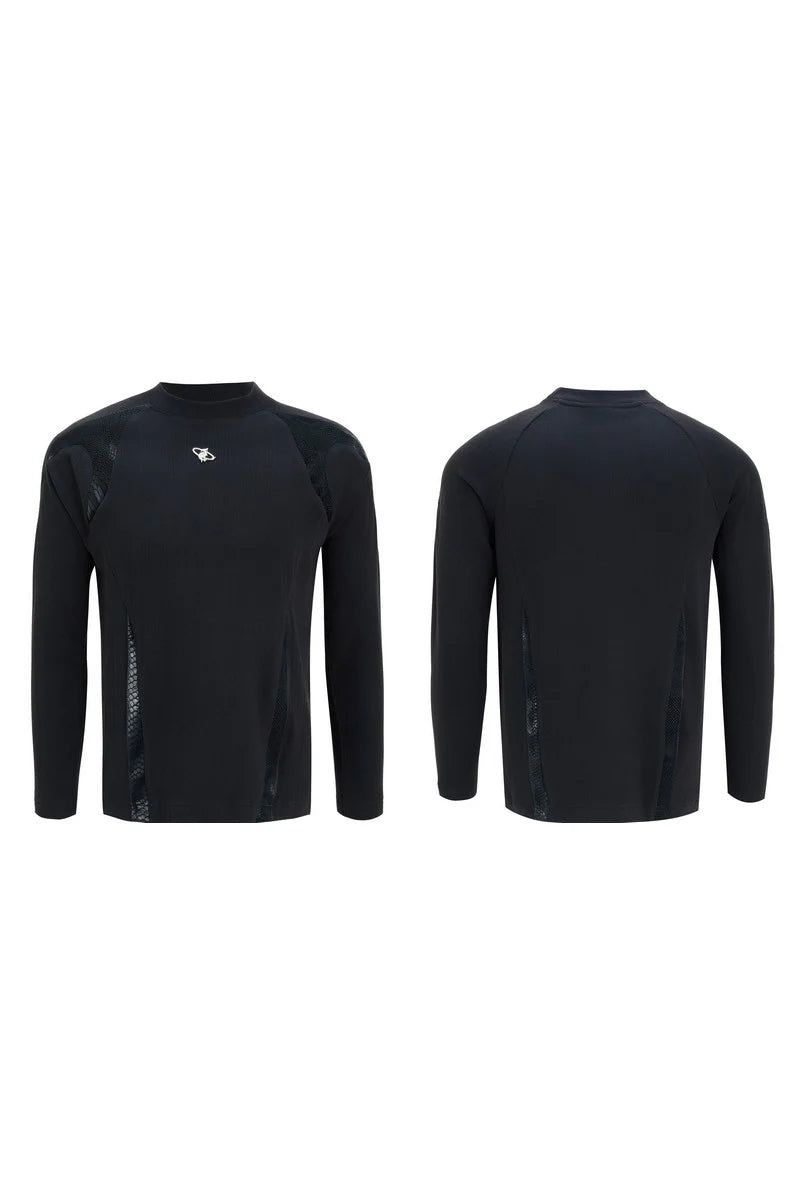 Ribbed Cotton Leather Patch Tee