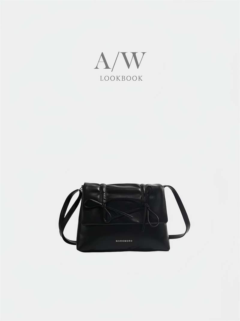 Balletcore look ribbon detail square leather shoulder bag