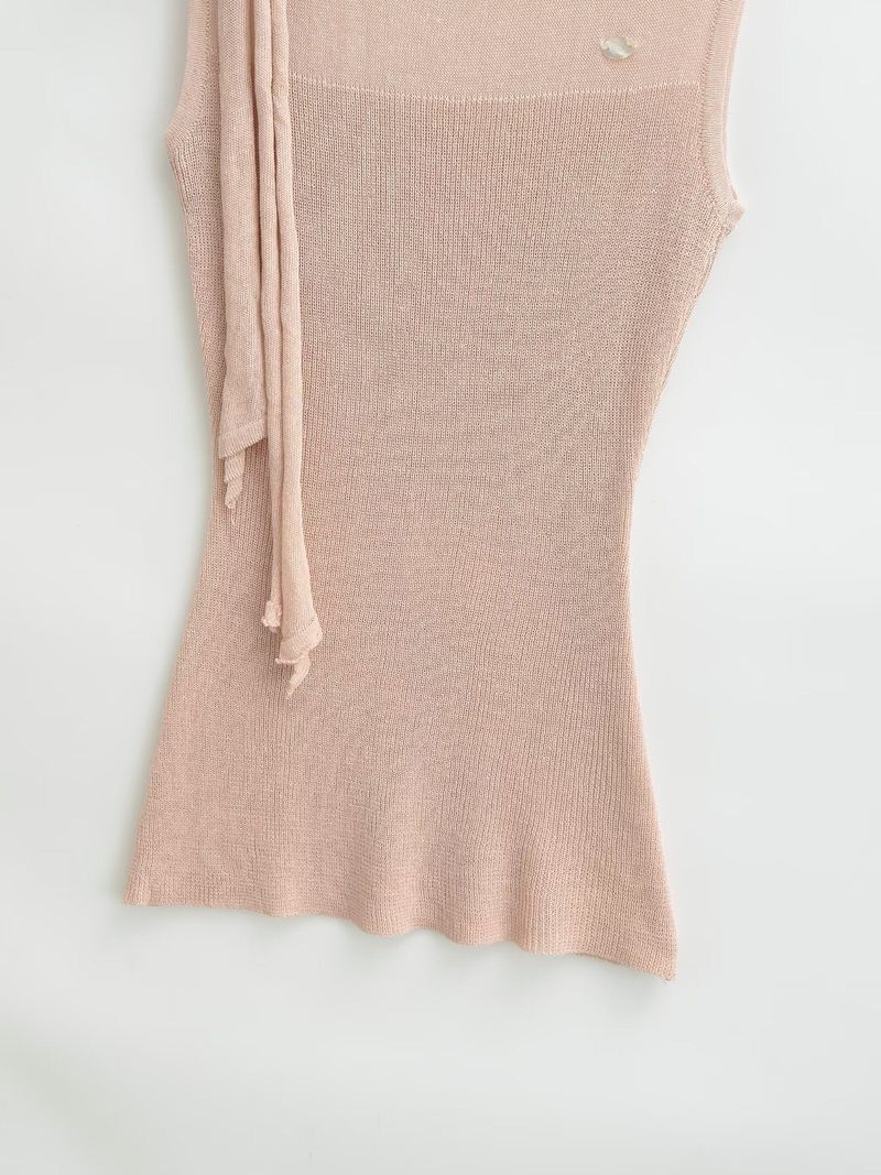 Isolde Ribbon Neck Ribbed Top
