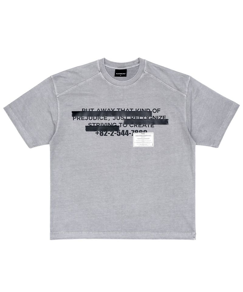 BLACKBLOND(ブラックブロンド)の「BBD Hidden Slogan Pigment T-Shirt (Gray)(Tops)」