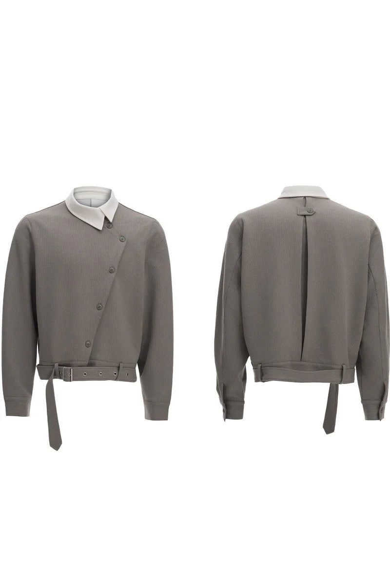 Asym Button Point Collar Jacket