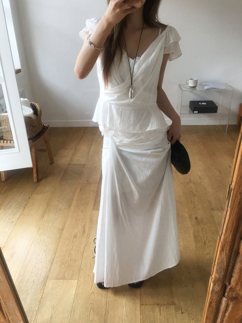 Dining wrap frill blouse
