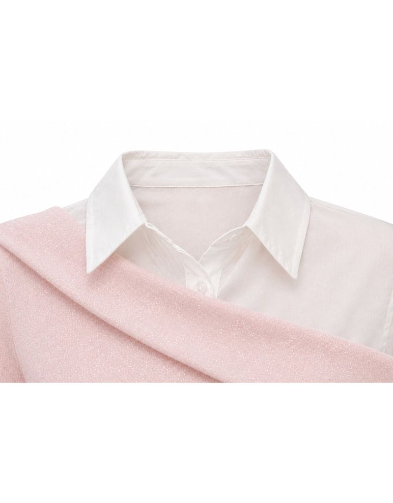 [PRE-FALL] Fria Glitter Off-Shoulder Layered Long Sleeve Knit Top Pink