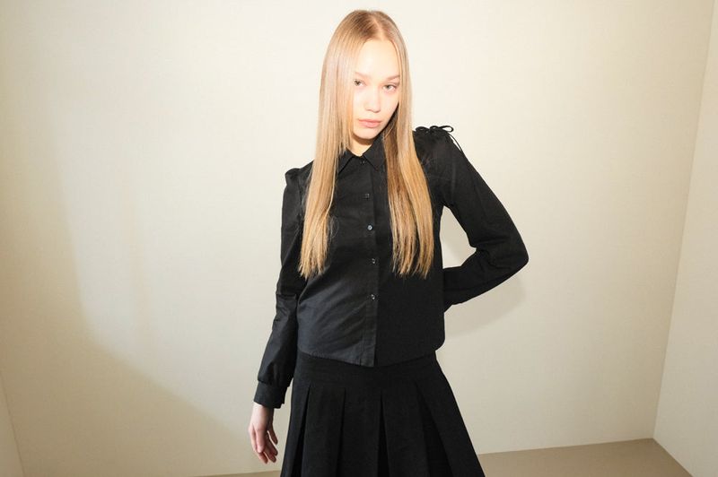 Pleated midi skirt _(Emerald Heart)*Black