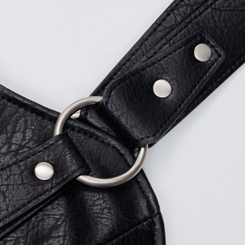 Studded Leather Shoulder Bag (Black)