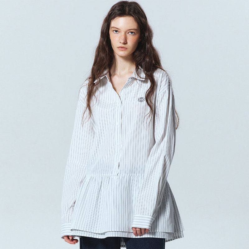 TAILORED PLEATS STRIPE SHIRTS_SORA