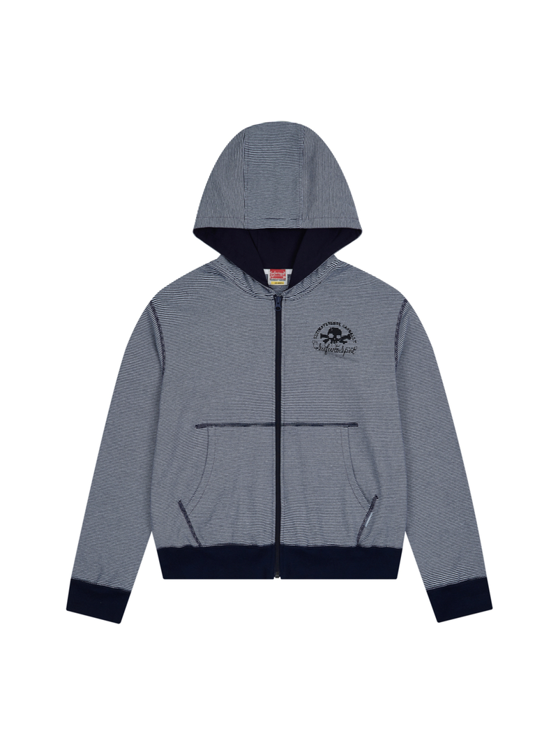 MULTI SKULL STRIPE HOOD ZIP UP (NAVY)