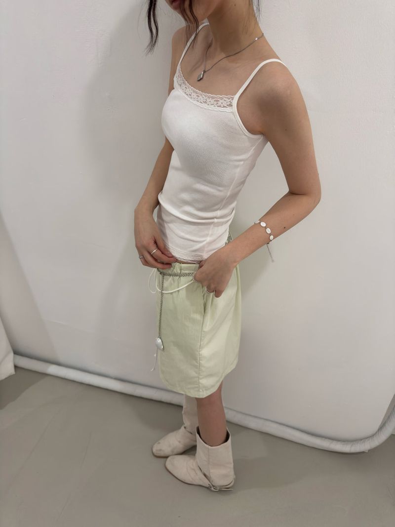 Lace Cami Top (Tumble, Bio-Washed) 3sizes - Ivory