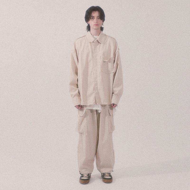 grunge plain shirt_lightbeige