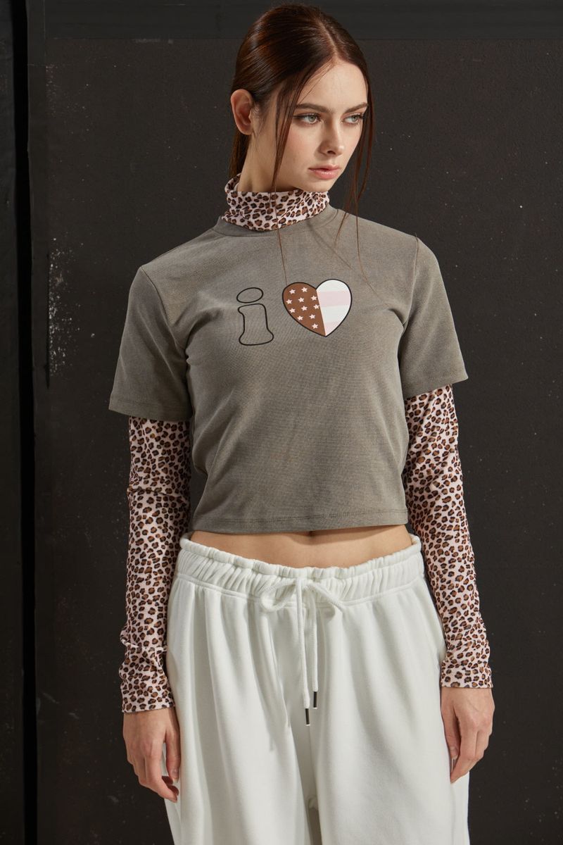 LEOPARD LAYERED T-SHIRT