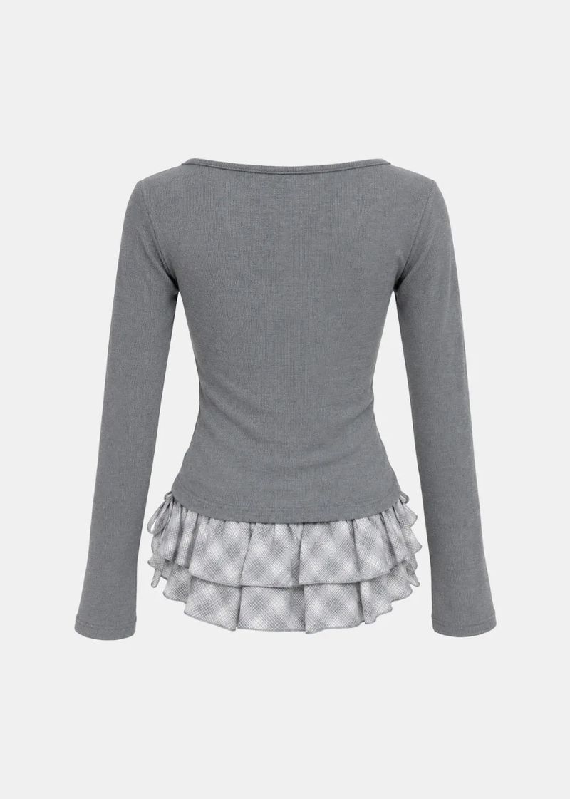 Ellie Check Frill Layered Cardigan Set
