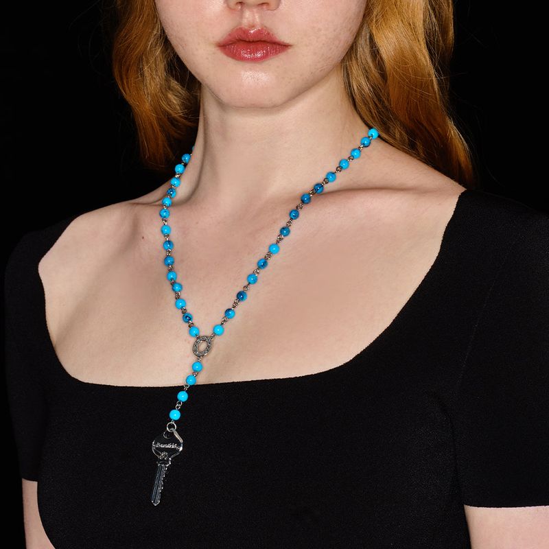  KEY & BEADS NECKLACE (TURKISHBLUE)